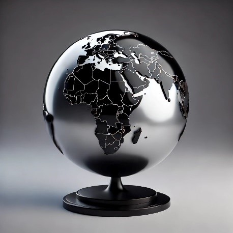 Black and white globe to illustrate strategic insights